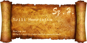 Szili Henrietta névjegykártya